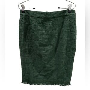 J. Crew Tweed forest green pencil fitted lined skirt